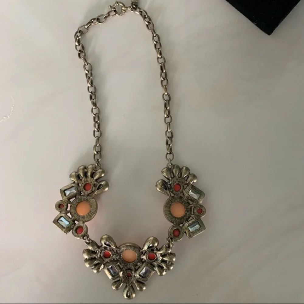 J. Crew Crystal Coral Floral Statement Necklace